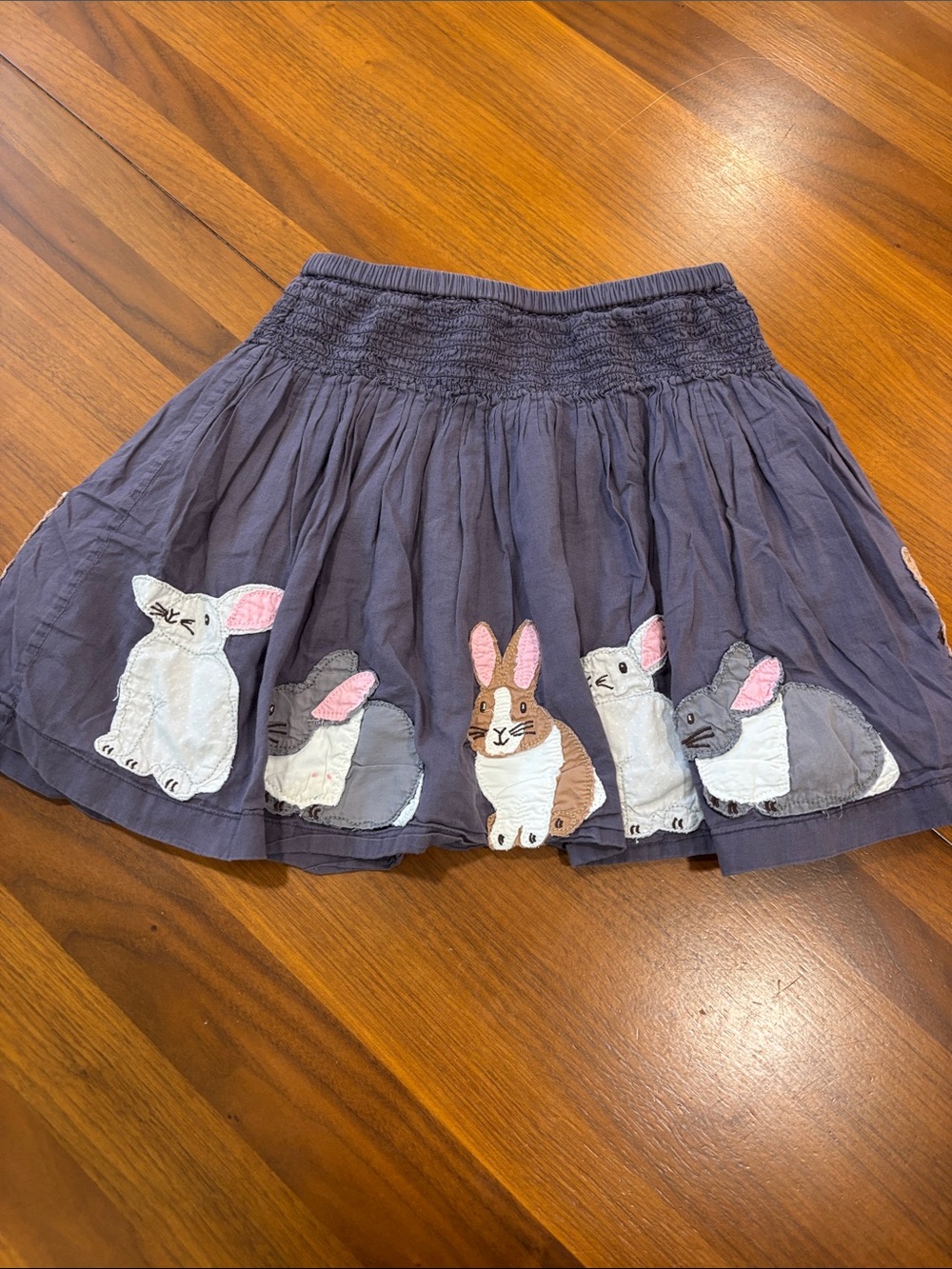 Mini Boden Navy Skirt with Bunny Appliqués